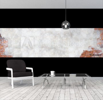 Picture of wall with peeling plaster grunge background for design